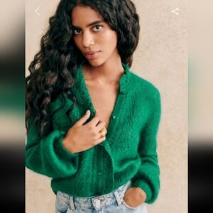 Sezane Angie Cardigan in Emerald Green